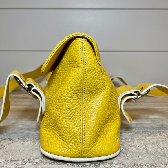 Franco Sarto Yellow Pebbled Leather Shoulder Bag - Picture 4 of 10